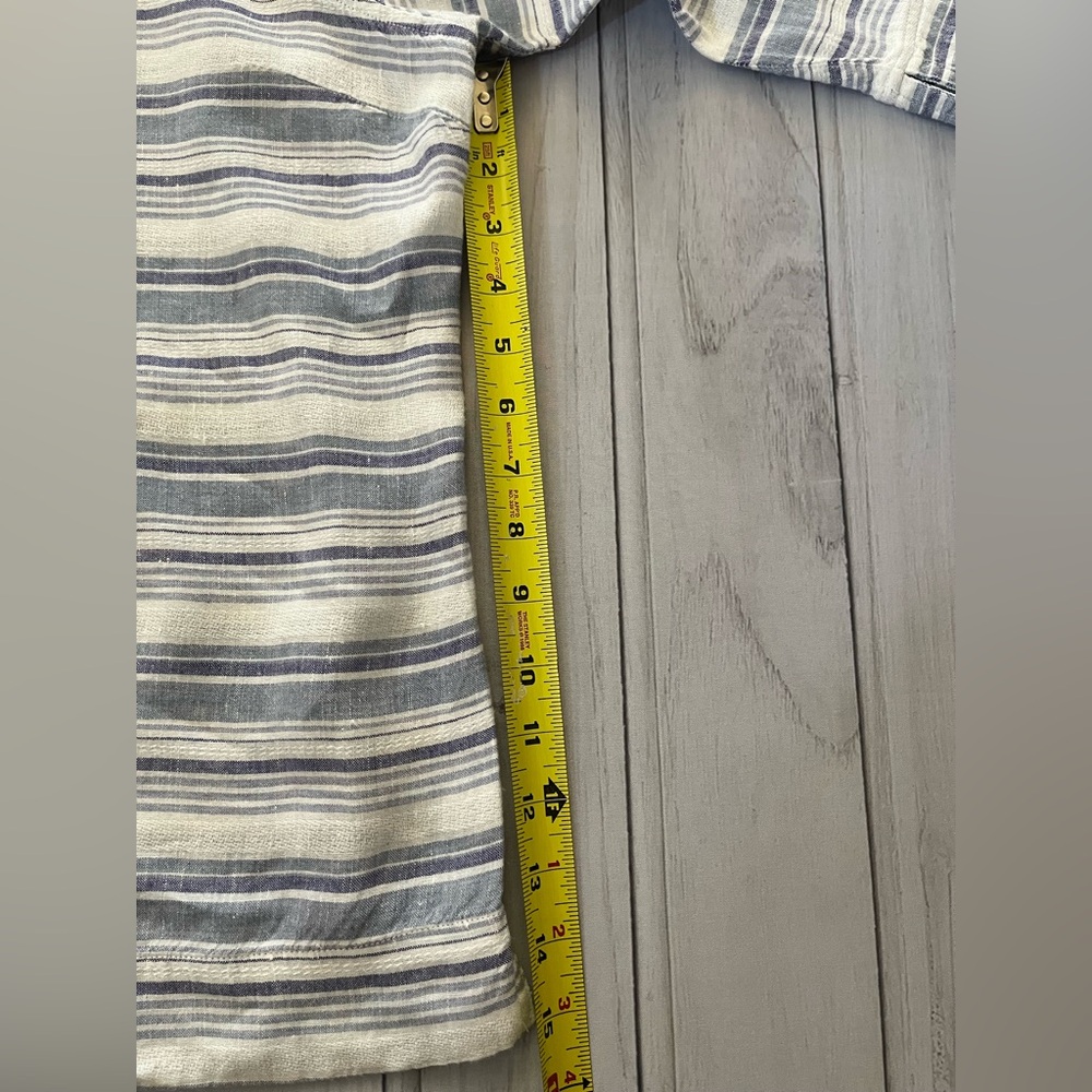 Women’s L.L. Bean 100% linen blue white stripe pullover boatneck tunic. Large P - Picture 10 of 14